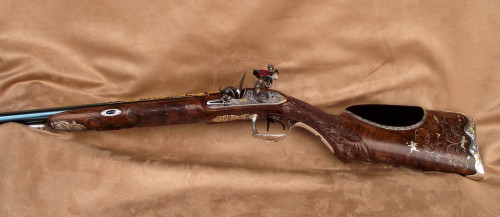 Comtemporary made flintlock double barrel fowler done in 18th century French style.  Handmade by J.W