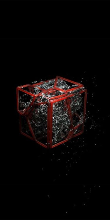 3D cube, splash, red and dark, minimal, 1080x2160 wallpaper @wallpapersmug : https://ift.tt/2FI4itB 