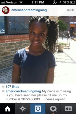colorfulcurlymess: dynastylnoire:  coutois:  Missing child!!!!!!! Uriah Davis!! Philly 13 yrs old. Last seen 7600 block of Brentwood. 267.243.6003  I googled and it looks like she is still missing please booost  BOOOOOOOOOOOST   Read the notes, she was