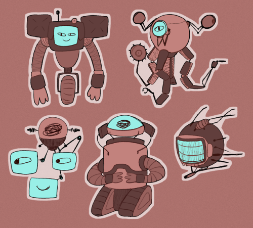 voidgodsart:fallout robots i’m going to make into a sticker sheet….these were really fun designs to 