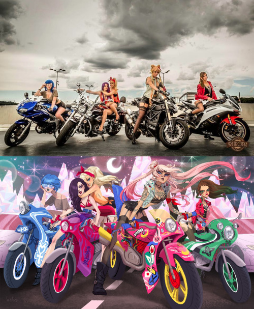 babsdraws:Check out these crazy frenchies!!!! They did a photoshoot based on my Sailor Moon biker ch