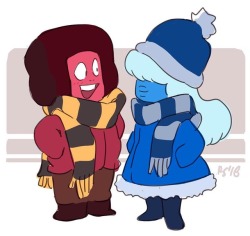 bismuth:“Winter sketch ❤️💙“