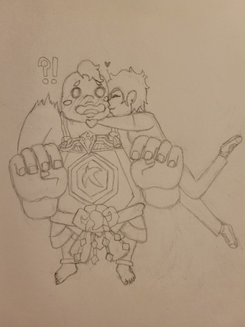 Here's A Goofy Lil Thing I Drew Of Me Giving My Boi Yunobo A Lil Kiss :3
