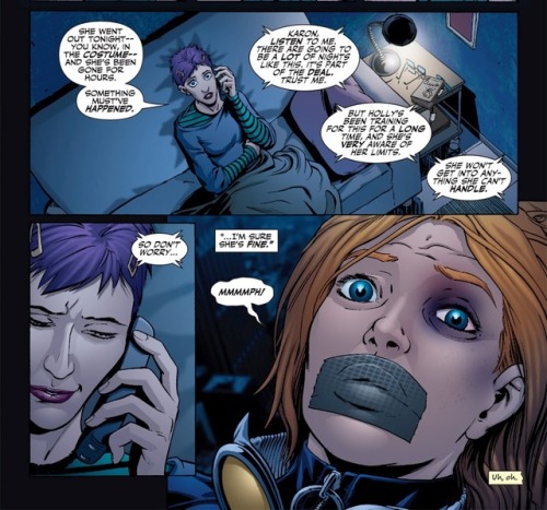 gentlemankidnapper: Catwoman gagging Zatanna in Catwoman Vol 3 Issue 50 Holly Robinson in distress i