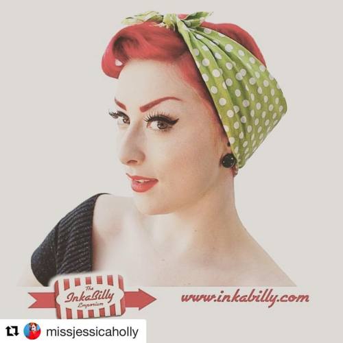 pinuppost:  #Pinuppost @missjessicaholly ・・・ #Repost @inkabillyemporium ・・・ Polka Dot bandanas in many colours. All handmade to 1950’s dimensions for authentic vintage styling. www.inkabilly.com #redhead #rockabilly #pinup