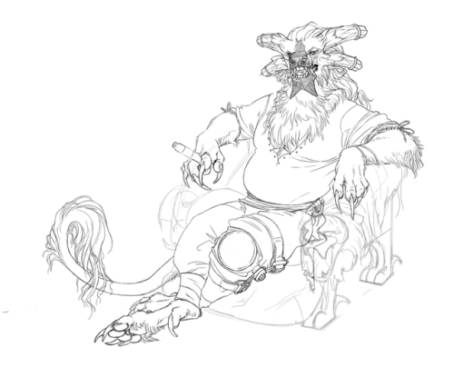 angiebeast: Some overly ambitious charr WIPs I’ve had for a long time, haha…the character in the first one has an entirely different design now, so I ended up with this really finished lineart of no one in particular. I guess if someone wanted to