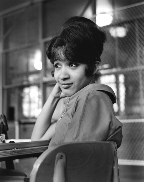 swoonatra:Ronnie Spector photographed in the cafeteria of George Washington High School in New York City during her senior year before The Ronettes became famous, 1961