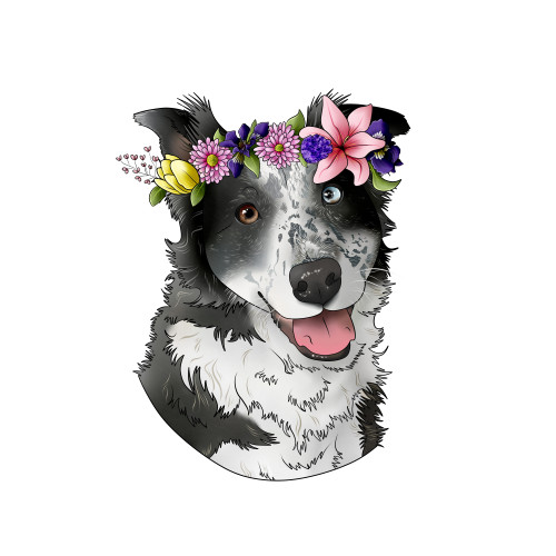 Zeta the dog for @azcrowleyfell with and without a flower crown, plus the smooth ad on :)Zeta: Socie