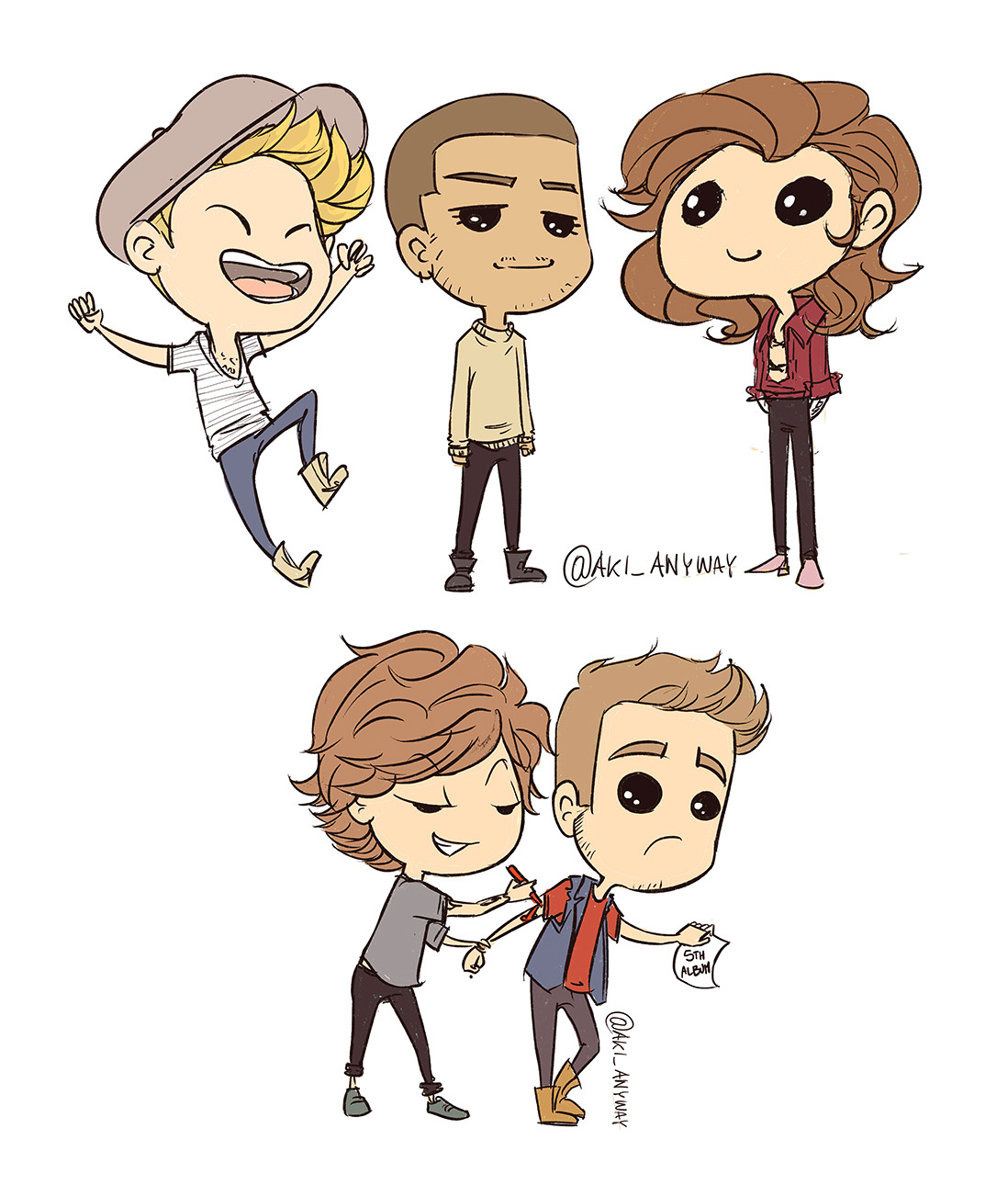 akisdoodles: Chibi 1D feat Oliver Twist Niall  Ah I love Oliver Twist Niall.