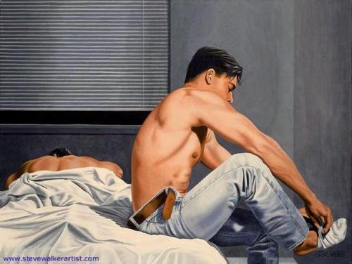 artoffreddieniem-blog:3.【爱人的世界】这是第三集💕我收集的最后一集  纪念加拿大同志画家STEVE  WALKER，他在2012年就离开我们了。他的画曾经是很多朋友的启蒙老师，我们同志不是选择，反同是他们的选择！我们的是深情的爱，值得爱，永远爱下去💕