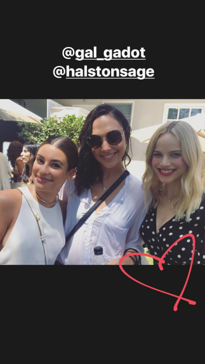 leamichele-news:Lea, Gal Gadot, and Halston Sage at Jennifer Klein’s Day of Indulgence (August 13, 2