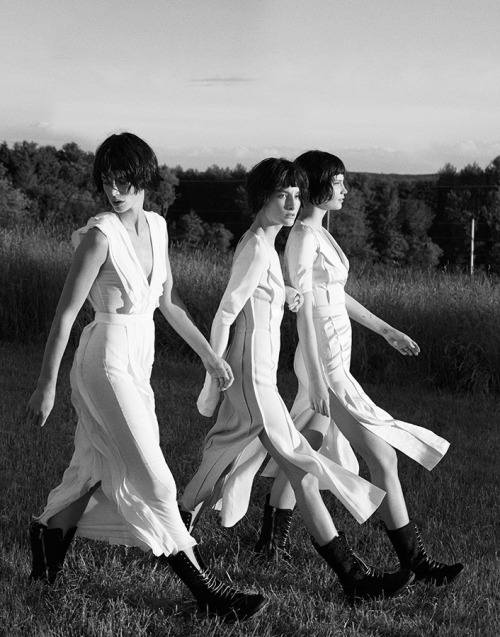vogue-at-heart:  Drake Burnette, Heather Kemesky & Crista Cober in “I Wanna Dance With Somebody Who Loves Me” for i-D Magazine, Fall/Winter 2014 Photographed by Cass Bird 