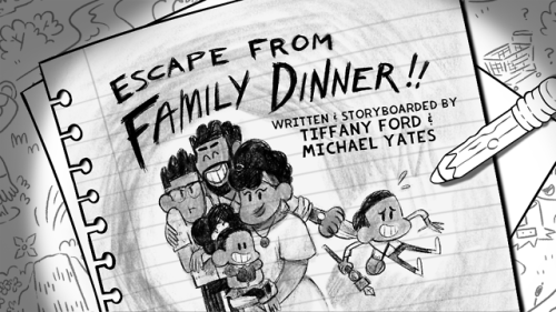 crewofthecreek: Escape From Family Dinner - Title Card Designed by Maaike Scherff Painted by Ma