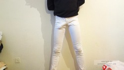 femboydl:  horny in sexy tight white jeans