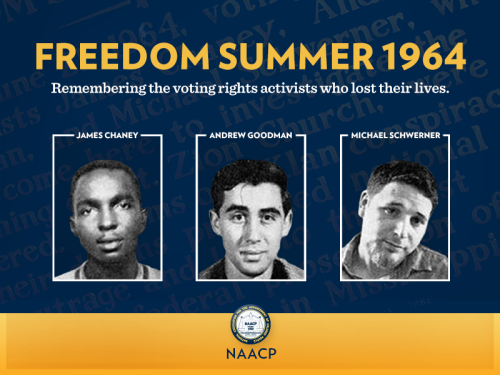 thehappysorceress:  Mississippi, 1964:Michael Schwerner, Andrew Goodman, and James Chaney had only just begun working on the Freedom Summer campaign to register black Mississippians to vote when they suddenly disappeared. Schwerner and Goodman were two