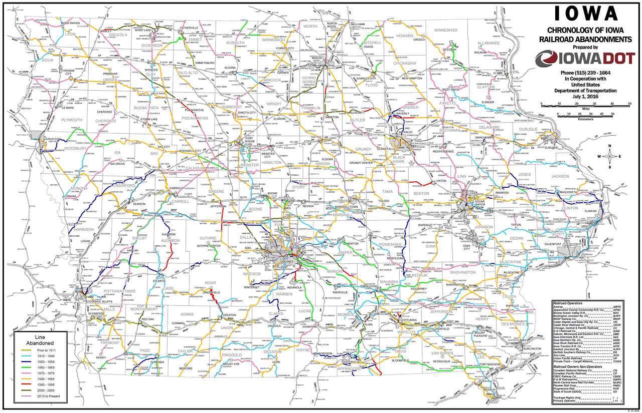 Iowa Abandoned Railroad Map Chronology Of Iowa Railroad Abandonments. - Maps On The Web