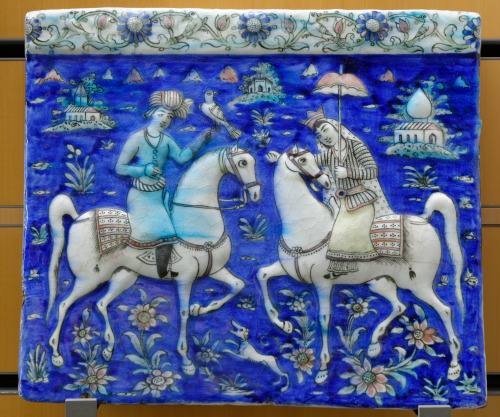 Riders tile from the Qajar period in Persia (1779-1924), 19th century