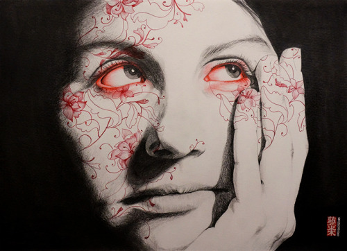 Antonella Montes aka Lantomo (Italian, based Beijing, China) - 1: Red I, 2014, Pencil, Pastels and B