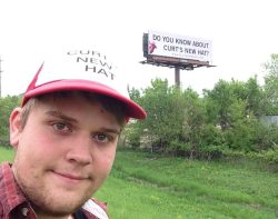 lolfactory:  guy buys a billboard showing his new hat