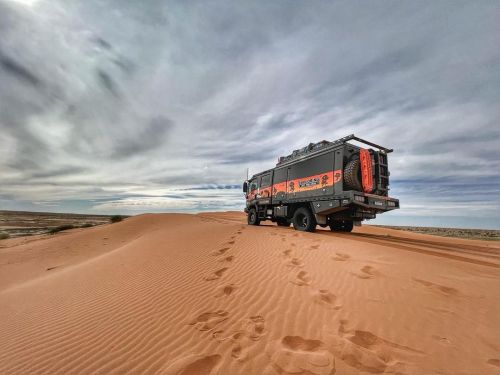 The truck just blends into the colours out here.  #birdsville #bigred #outbackqueensland #outbackqld