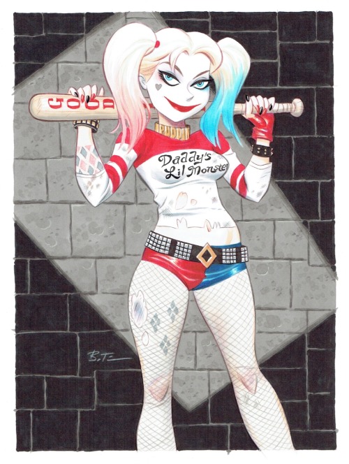 cooketimm:    Harley Quinn (Suicide Squad movie version) by Bruce Timm    So…yeah. I keep thinking that I just asked Bruce to do a commission of a live version of an animated character that he created. Funny how things loop back on themselves and that