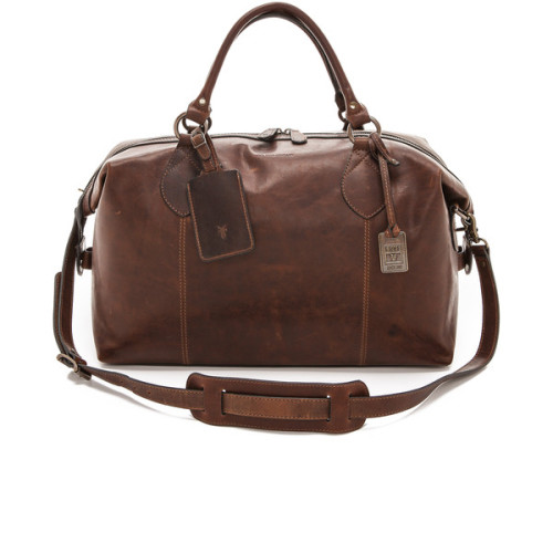 Frye Logan Overnight Bag ❤ liked on Polyvore (see more brown leather duffles)