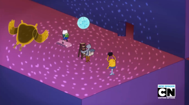 rabalogy:  Defective_2 on reddit pointed out that in Hoots, the disco ball in Finn’s