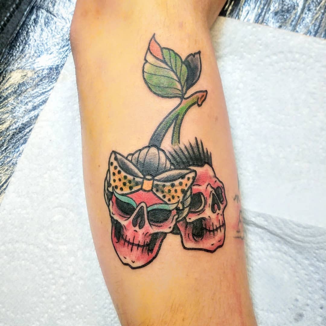 Working Class Tattoo  These sweet cherry skulls by Heidi Hood Tattoos for  one of our regulars Come up to the shop and see her or one of our other  talented artists