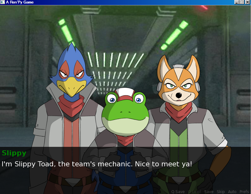 A first draft Star Fox visual novel style sprites, and some screenshots of them running