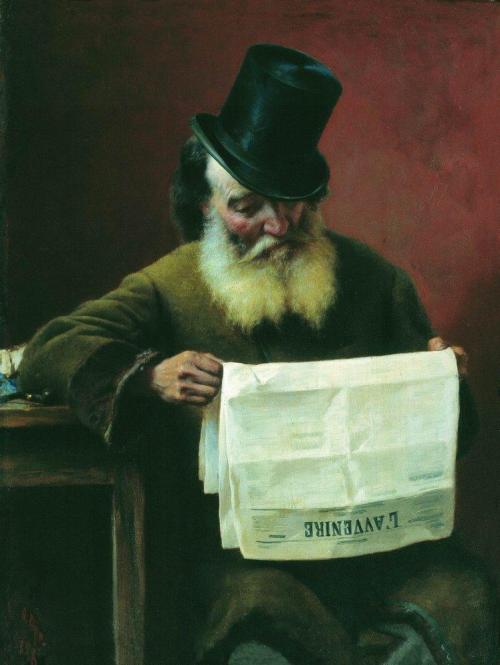 artist-bronnikov: Reading the newspaper, 1880, Fyodor Bronnikov