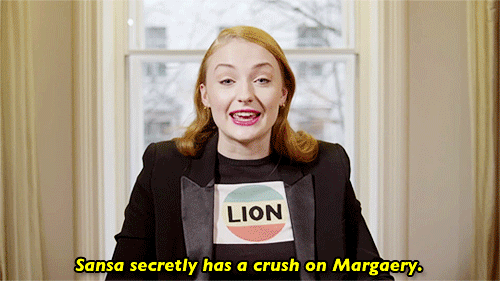 foodstain:theoeuvre:The saga of Sansa and Margaery as told by Sophie Turner in The