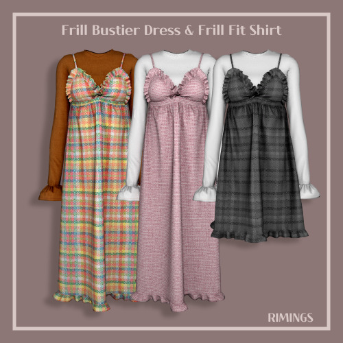 [RIMINGS] Frill Bustier Dress &amp; Frill Fit Shirt - FULL BODY 2- NEW MESH- ALL LODS- NORMAL MAP- 2