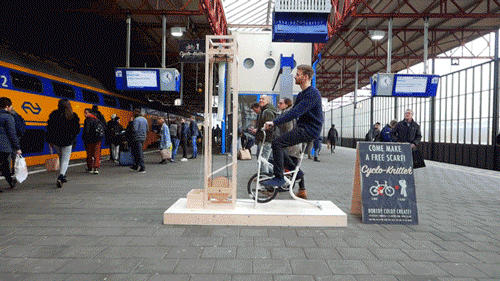 itscolossal:Cyclo Knitter: A Bicycle-Based Machine That Knits a Scarf in Five Minutes