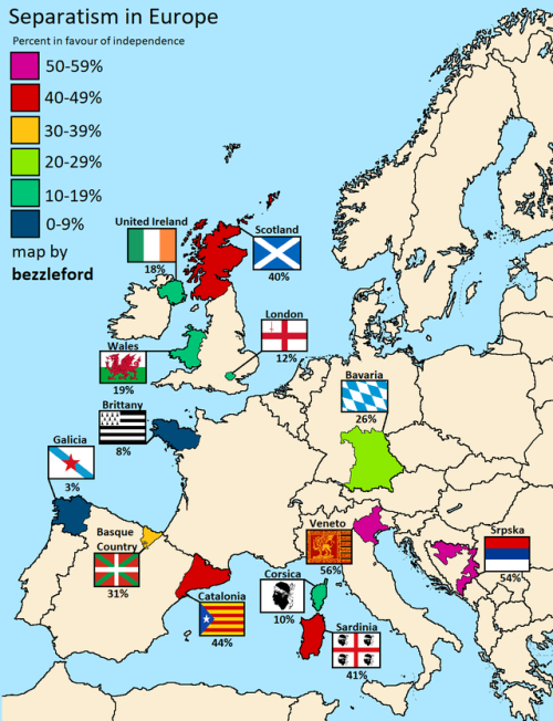 willkommen-in-germany: land-of-maps:Support for separatism in Europe [OC] [1092 x 1424]Bayern - Bava