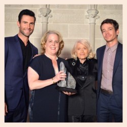 watchformoose:  Adam Levine, Edie Windsor, Roberta Kaplan and Nate Ruess pose with an honour award as they attend Logo TV’s ‘Trailblazers’ at the Cathedral of St. John the Divine on June 23, 2014 in New York City. (Photo by Andrew H. Walker/Getty
