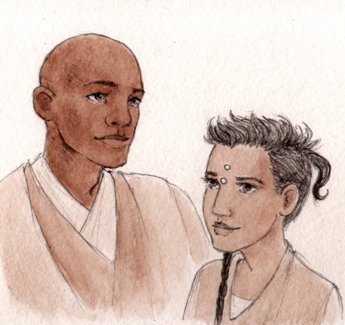 spectral-musette: A youngish Mace Windu (for @pomrania) with bonus padawan Depa Billaba