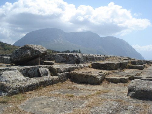 The acropolis of Calydon with Varasova mountain in the background. Calydon was an ancient Greek city