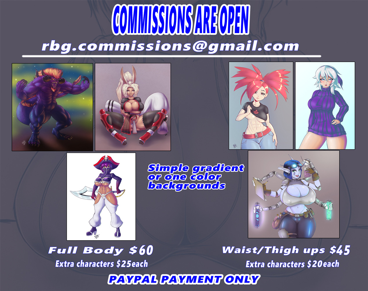 jack-aka-randomboobguy:  Commissions are reopened and ready to go.    Contact info:  