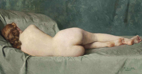 poeticsofdissolution:  William Merritt Chase, Nude recumbent, 1888 Paul Sieffert, Reclining nude, n.d. Leo Gestel, Reclining nude (seen from the back), 1911 Sanyu, Reclining nude, 1931 