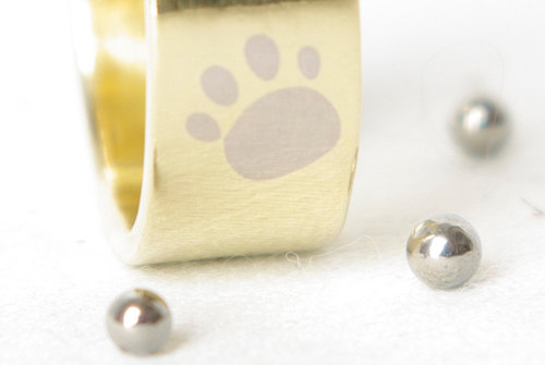 Cat paw print band ring - Cat pawprint ring - Cat foot print ring - Cat footprint ring - Cat lovers 