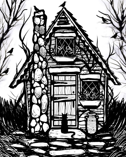 jgagart:Very rough draft. #cabin #cottage #art #ink (at Wilmington, Vermont)www.instagram.co