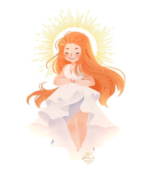 Someone commissioned me a cute Sun Goddess. ☀️