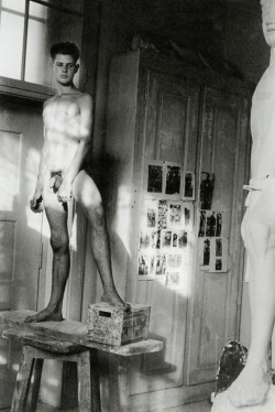 oliverscarlin:  Karl Geiser - David (Nackt) and model in studio (1944-1957)