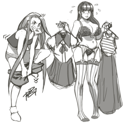 grimphantom2: robscorner: Two gals, two different morning agendas. Bliss should go like that in her lingerie XD 