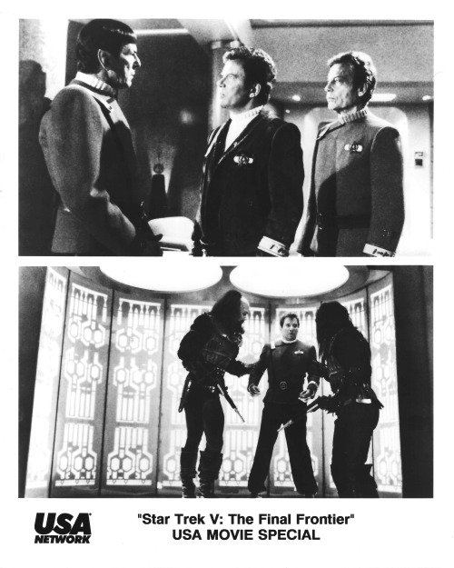 Two publicity stills from Star Trek V: The Final Frontier. Quickie publicity sheets like this were s