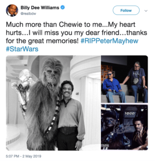 holocron-inthe-restrictedsection: The Star Wars family remembers Peter Mayhew May 19, 1944 - April 3