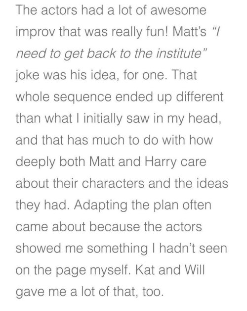 OK BUT IF MATT IMPROVISED THE “I NEED TO GET BACK TO THE INSTITUTE” LINE/JOKE THAT MEANS