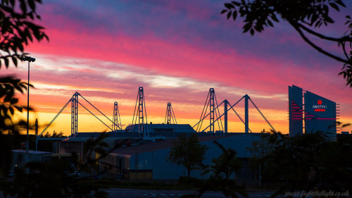 Sunset over the Genting Arena on Friday by Russ Tierney Via Flickr: © 2015 www.fightthelight.co.uk F