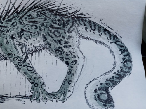 Another older but quick commission did for @pale-horse-writing! Asking for a snow leopard monster de
