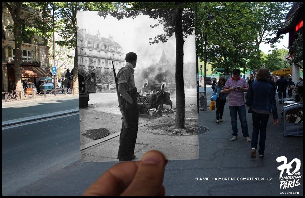 jedavu:Nostalgic Then-And-Now Photographs Show The Liberation Of Paris From Nazi